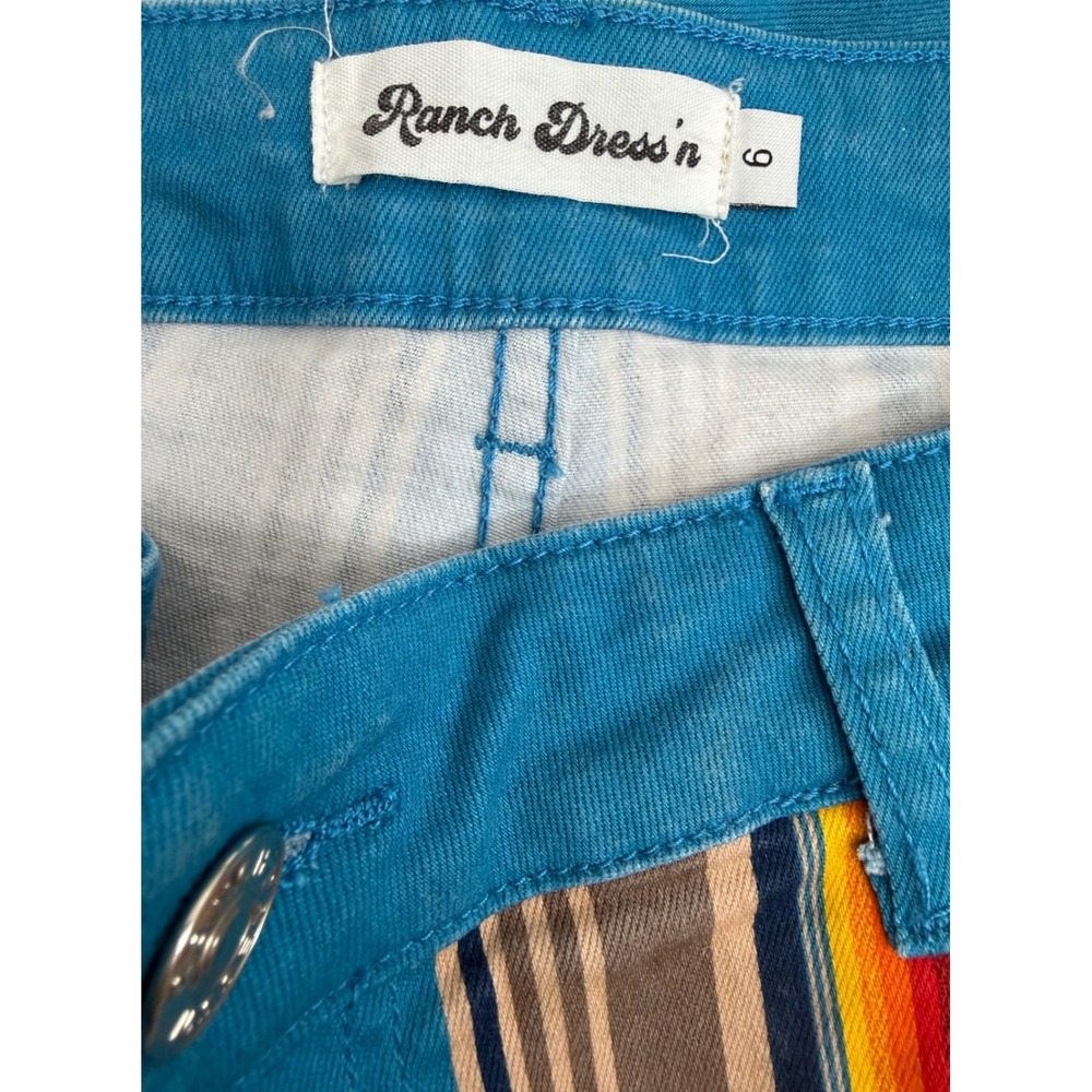 Ranch Dressn Serape Bell Bottom Jeans Western Flare Pants 6 - Picture 4 of 5